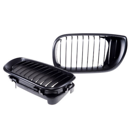 BMW E46 4dr 01-05 M PERFORMANCE LOOK MATTE BLACK FRONT KIDNEY GRILLES GRILLS UK