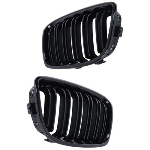 BMW F20 F21 >15 GLOSS SHINY BLACK FRONT KIDNEY GRILLES TWIN DOUBLE SLATS UK