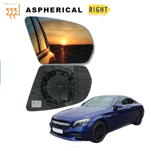 Mercedes C-Class Right Driver wing mirror glass 2014-2021 side Wide angle Heated