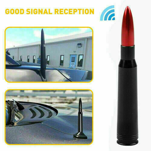 1pcs Red Auto Car Bullet Antenna Aluminum Radio FM Antena Kit Universal Screw