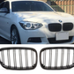 BMW F20 F21 >15 GLOSS SHINY BLACK FRONT KIDNEY GRILLES TWIN DOUBLE SLATS UK
